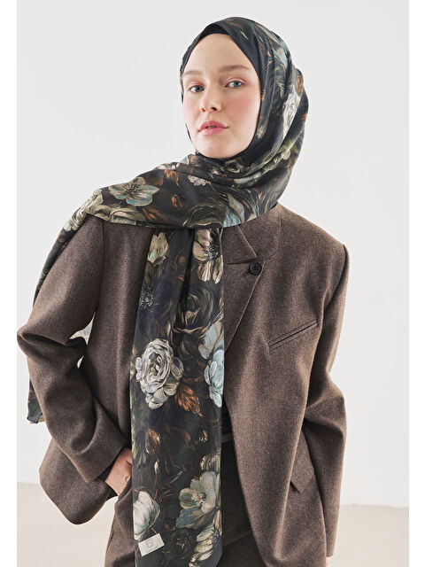 Fresh Scarfs Derin Yeşil Rosıne Desenli Pamuk Viskon Şal