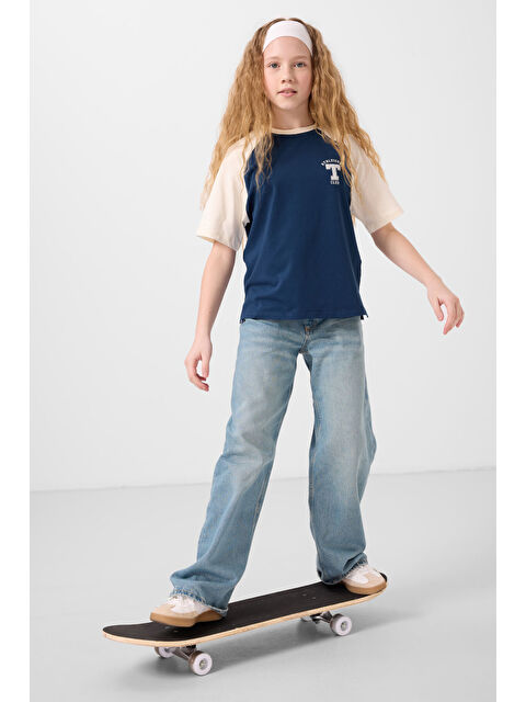 Tommylife Parlament O Yaka Pamuklu Baskılı Oversize Fit Kız Çocuk T-Shirt - 75179 - S000387234-21164