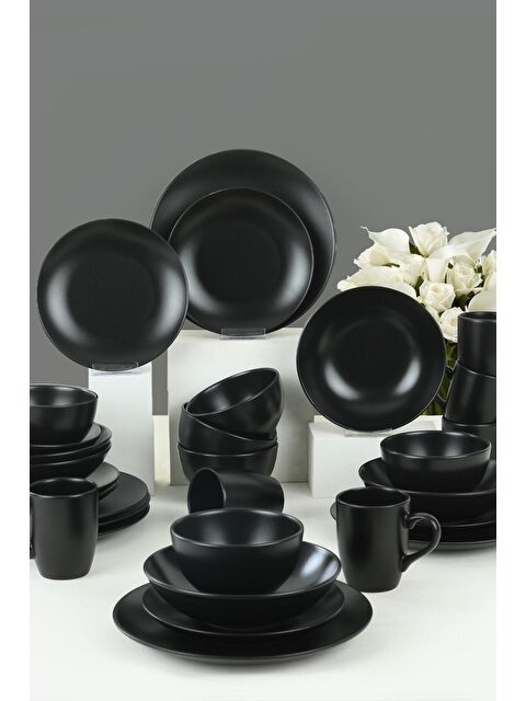 Keramika Alfa Mat Siyah Yemek Takımı 30 Parça 6 Kişilik - S000027953-22238