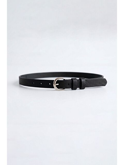 Abluka Online Erkek Smart Casual İnce Metal Tokalı Kemer Siyah