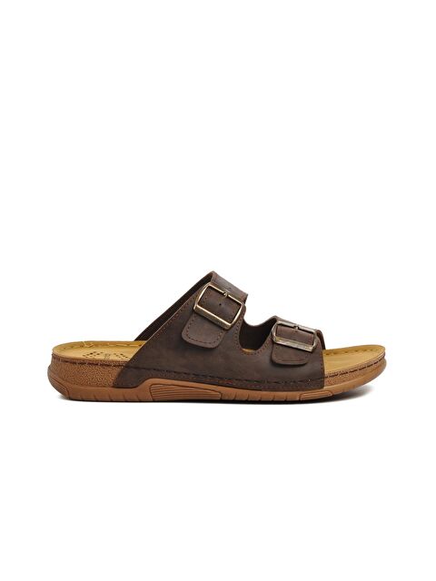 Ayakmod 64.002 Kahve Çift Bantlı Erkek Terlik - S000024808-19413