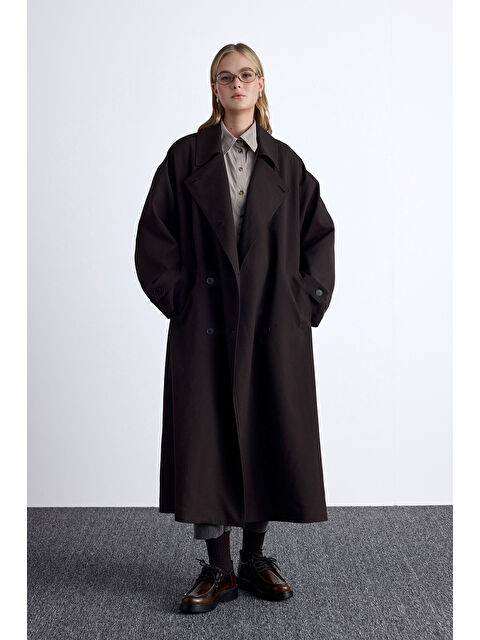 Manuka Nicola Kruvaze Trençkot Acı Kahve - S000337976-19413