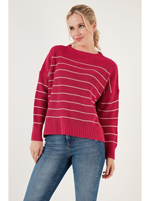 Lela Çizgili Arkası Uzun Bisiklet Yaka Örme Kazak 4616133 - S000058684-29707