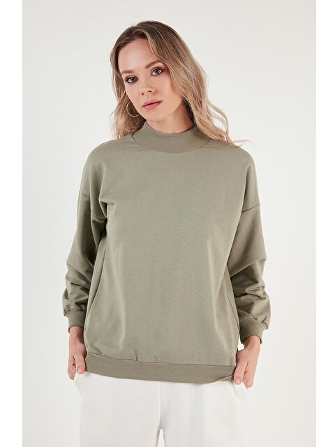 Lela Pamuklu Dik Yaka Basic Örme Sweat 5863323 - S000000166-17346
