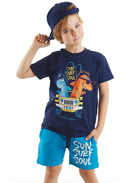 Denokids Shark Surf Erkek Çocuk Tişört Şort Takım - S000008889-23173