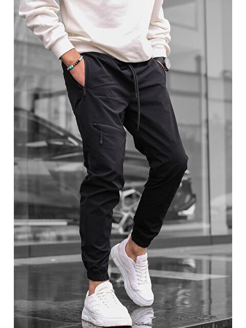 Madmext Siyah Fermuar Detaylı Paraşüt Jogger Pantolon - S000031661-19351
