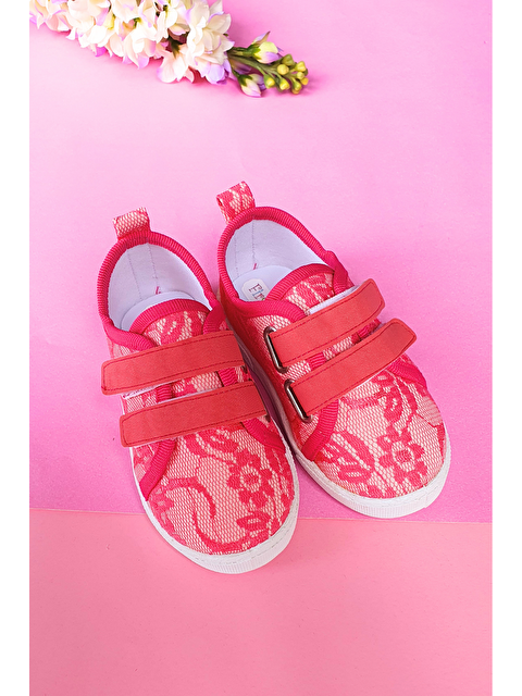 First Step Çift Cırtlı Dantelli Keten Spor Çocuk Ayakkabısı-FUŞYA-F-4005 - S000028727-18686