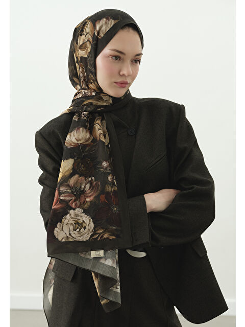 Fresh Scarfs Yeşil Rosıne Desenli Pamuk Viskon Şal