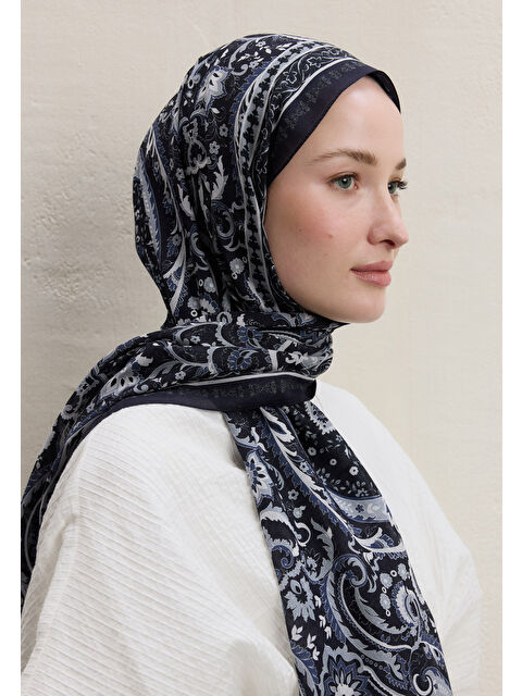 Fresh Scarfs Elegant Desen Şal Lacivert