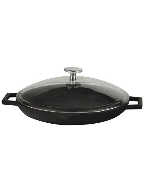 LAVA Yuvarlak Kızartma Tavası Cam Kapaklı Döküm Demir Yekpare Çift Kulplu Çap(Ø)30cm. - S000057172-19351