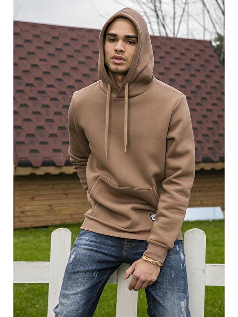 Buratti Slim Fit Kapüşonlu Kanguru Cepli İçi Tüylü Yumuşak Şardonlu Erkek Hoodie 5905281 - S000000611-29704