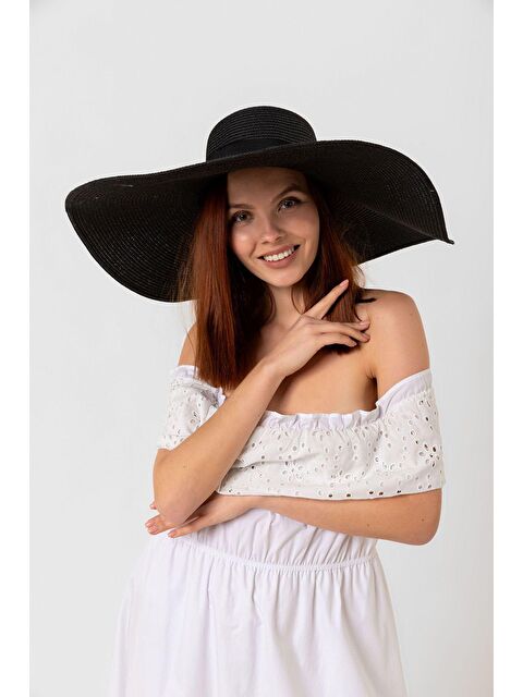 Luminos Butik Siyah Kurdelalı Ekstra Geniş Hasır Şapka Hsr2039 Kutulu Gönderim - S000204218-19351