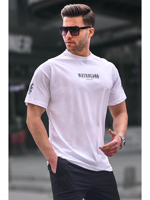 Madmext Beyaz Bisiklet Yaka Erkek %100 Pamuk Tişört 6112 - S000015950-20063