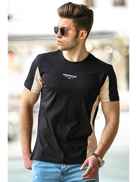 Madmext Siyah Erkek %100 Pamuk Tişört 4542 - S000039508-19351
