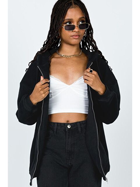 Madmext Siyah Kapüşonlu Şardonlu Sweatshirt Mg1223 - S000046987-19351