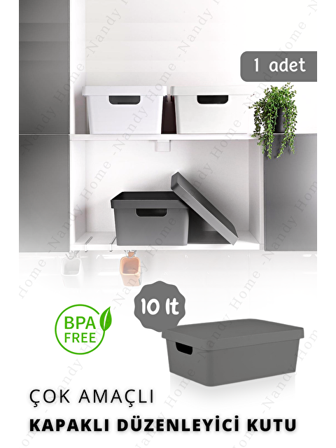 Nandy Home 10 Lt. Kapaklı Kutu ANTRASİT - S000013145-23173