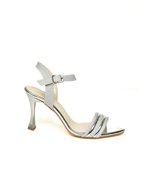 Fox Shoes U3122063 Gümüş Kadın Topuklu Ayakkabı - S000369366-18105