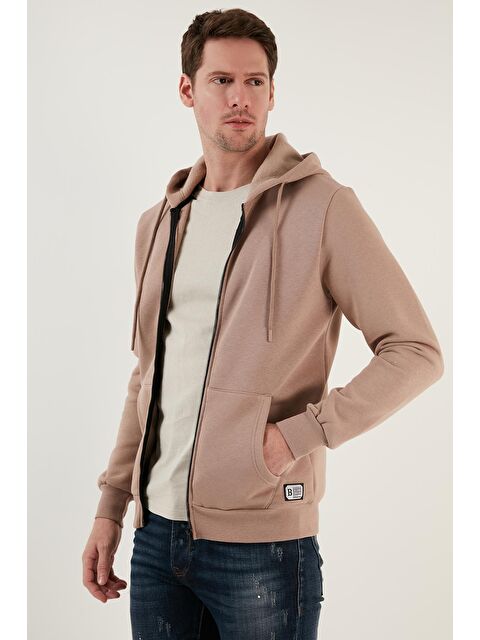 Buratti Slim Fit Kapüşonlu  İçi Tüylü Yumuşak Şardonlu Kışlık Fermuarlı Sweatshirt 5905340 - S000000615-19928