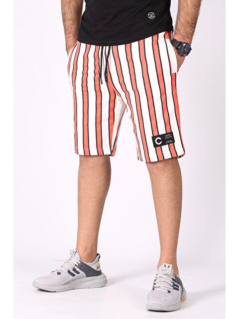 Madmext Çizgili Turuncu Günlük Şort 2915