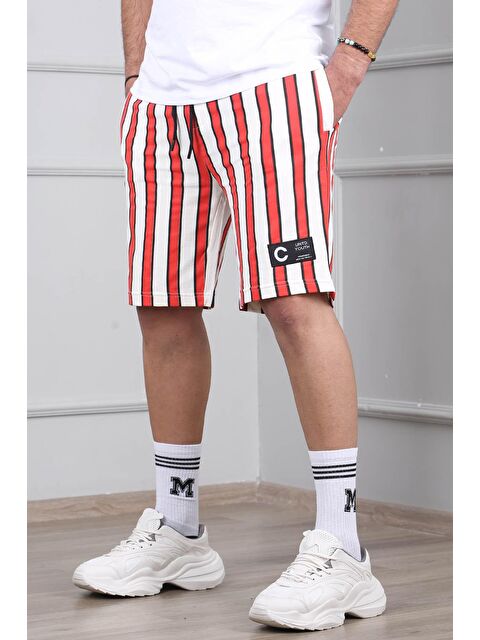 Madmext Çizgili Kırmızı Günlük Şort 2915 - S000031444-20045
