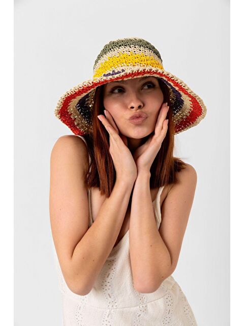 Luminos Butik Bej El Örgüsü Hasır Şapka Hsr2066 - S000204260-19928