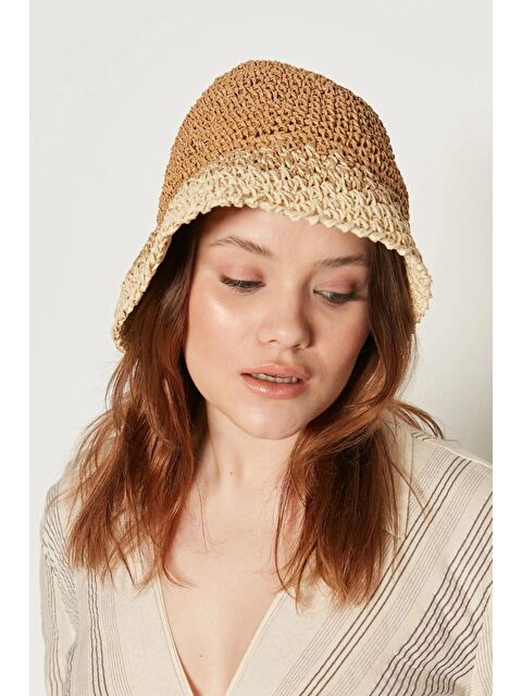 Luminos Butik Camel Ithal El Örgüsü Hasır Şapka Hsr2072 - S000204262-4557