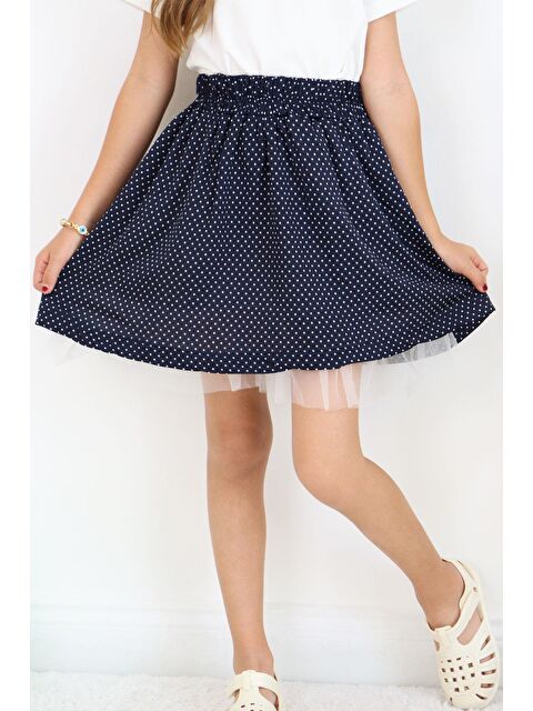 Breeze Kız Çocuk Etek Puantiye Desenli Tüllü Lacivert (3-10 Yaş) - S000365617-21164