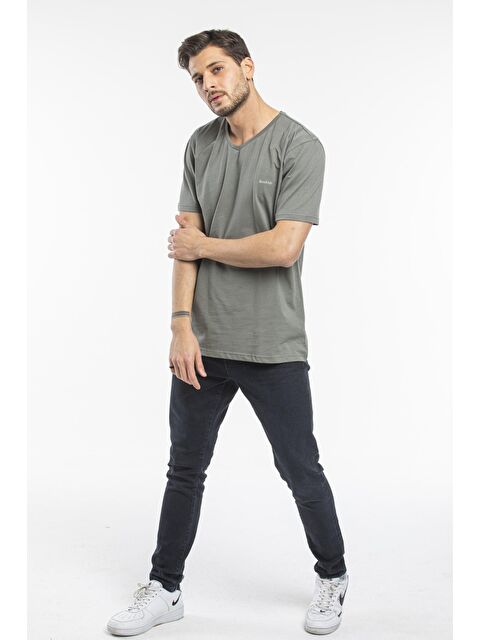 Süperlife V Yaka Slim Fit Brooklyn Baskılı Kısa Kollu Erkek Tişört SPR 265 - S000013691-18547