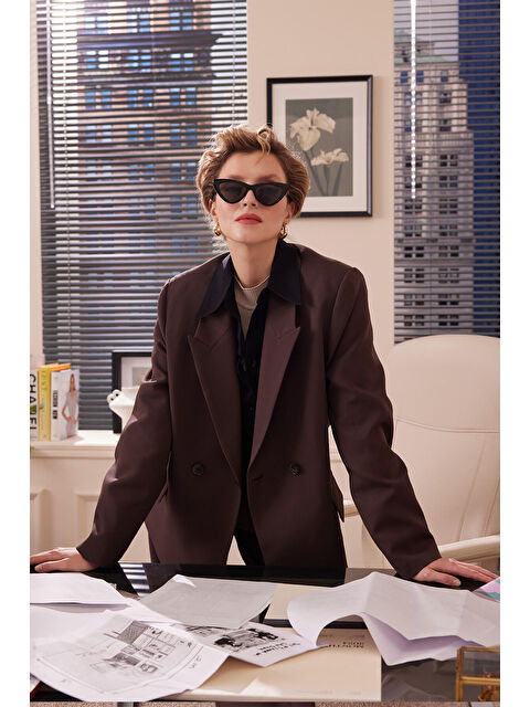 Manuka Kruvaze Klasik Blazer Ceket Acı Kahve - S000143159-29704