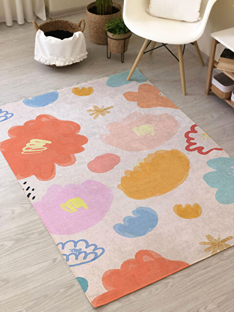 Evmila Çiçek Desenli Baskı Kalın 7mm Halı Modeli - S000292200-23173