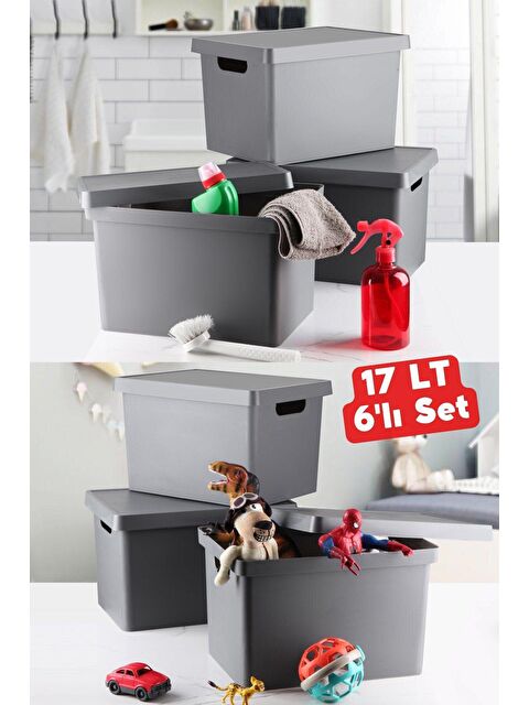 Nandy Home 17 Lt Dekoratif Düzenleyici Kapaklı Kutu 6 Adet - S000013156-23173