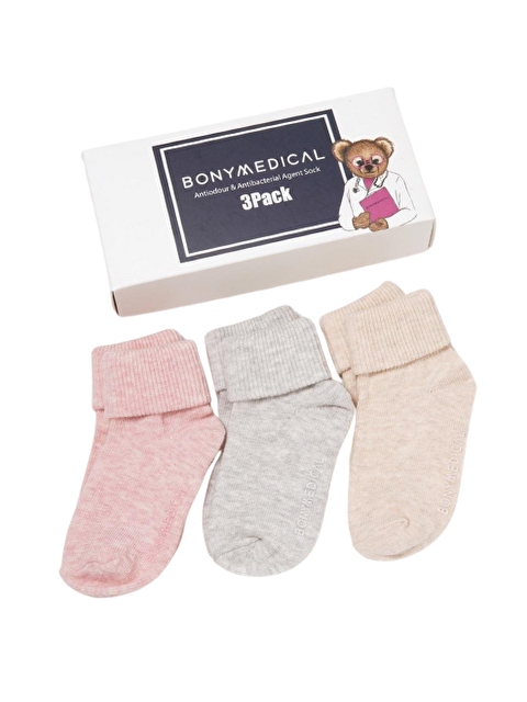 Katia And Bony 3 Lü Paket Medikal Bebek Çorap Pembe Desenli - S000156274-20024