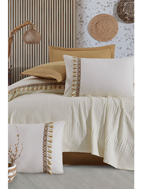 Clasy Çift Kişilik Pike Takımı Bohamline Ekru - S000145202-19965