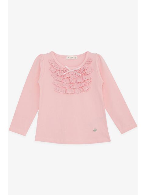 Breeze Kız Çocuk Uzun Kollu Tişört Güpürlü Fiyonklu Pembe (3-5 Yaş) - S000071793-20024