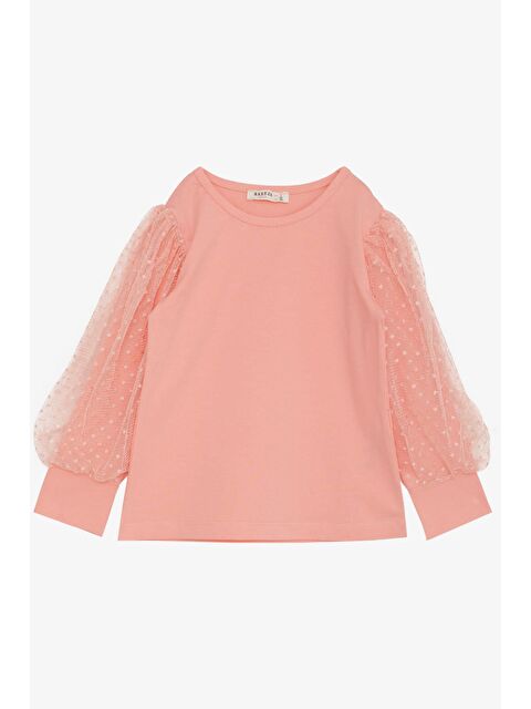 Breeze Kız Çocuk Bluz Kolları Tül Detaylı Somon (3-6 Yaş) - S000081128-24085