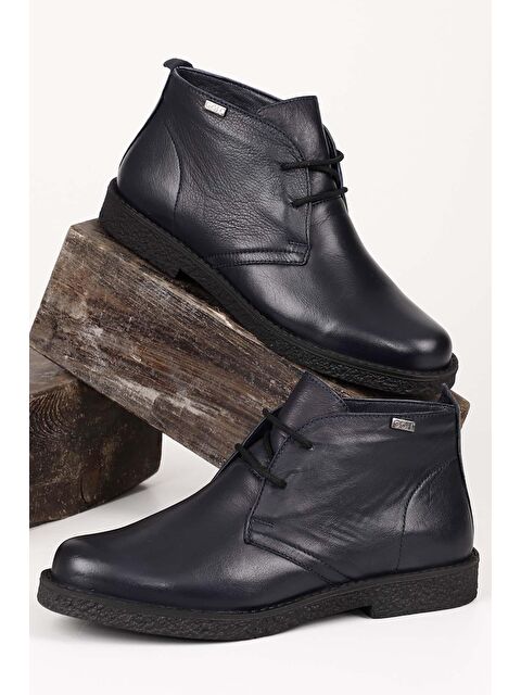 GÖNDERİ(R) LACİVERT  Hakiki Deri Oxford Kalıp Kauçuk Taban Bağcıklı Kadın Günlük Bot 51456 - S000066554-21164