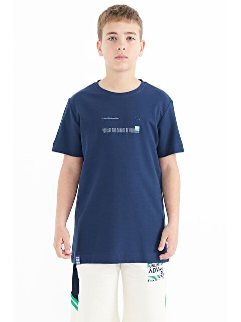 Tommylife İndigo Baskı Detaylı O Yaka Standart Kalıp Erkek  Çocuk Tişört - 11117 - S000031027-23093