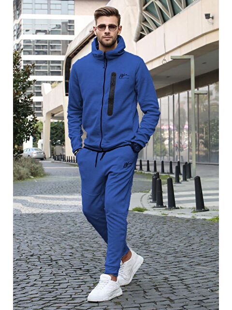 Madmext İndigo Baskılı Regular Fit Erkek Eşofman Takımı - S000031643-23093