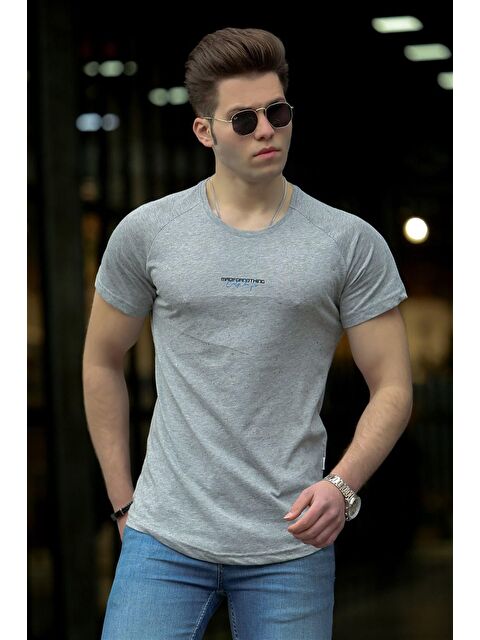 Madmext Basic Gri Erkek %100 Pamuk Tişört 4516 - S000039521-20600