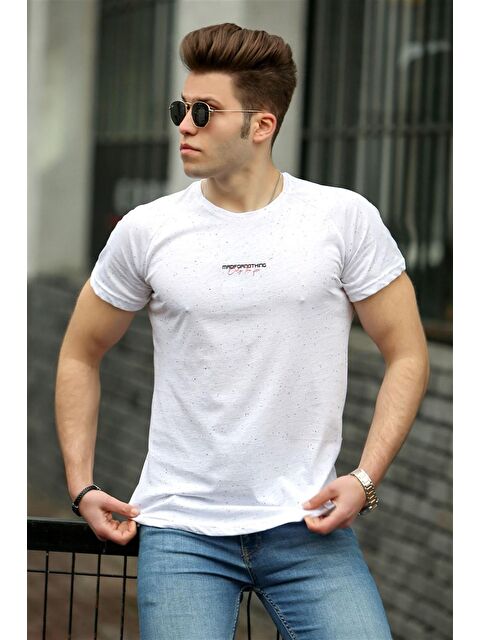 Madmext Basic Beyaz Erkek %100 Pamuk Tişört 4516 - S000039521-20063