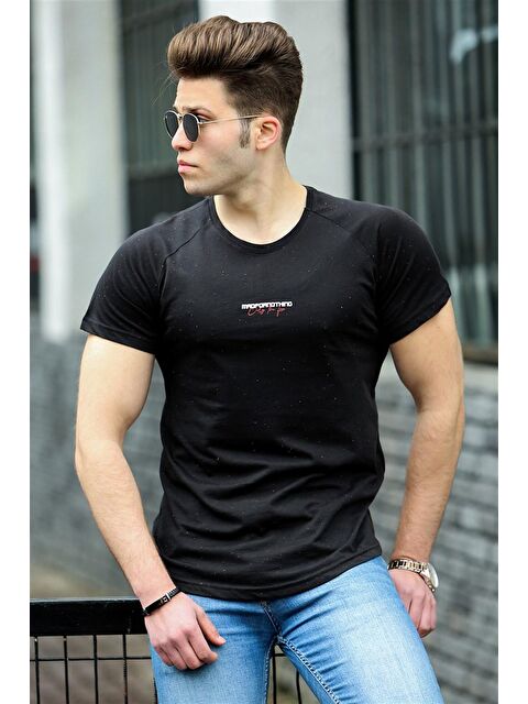 Madmext Basic Siyah Erkek %100 Pamuk Tişört 4516 - S000039521-19351