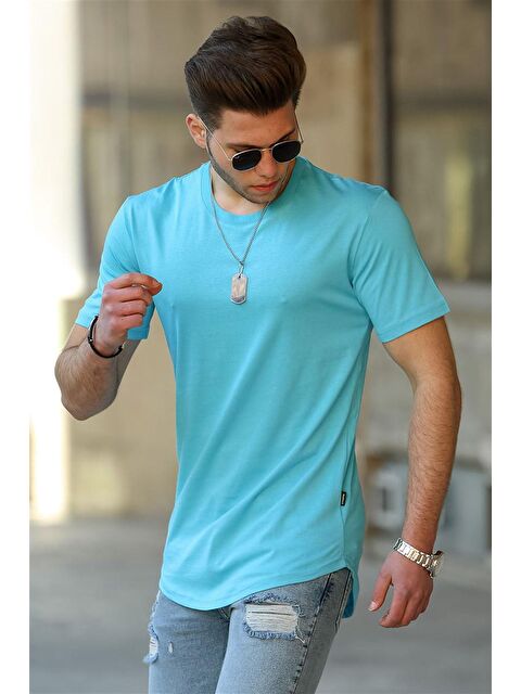 Madmext Basic Mavi Erkek %100 Pamuk Tişört 4500 - S000039534-17234