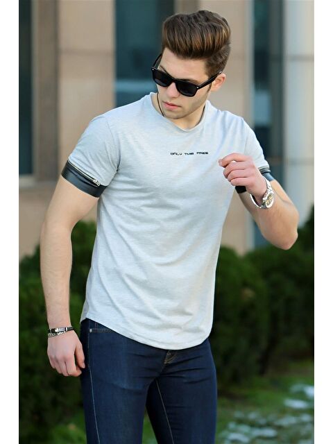 Madmext Gri Erkek %100 Pamuk Tişört 4451 - S000039540-20600