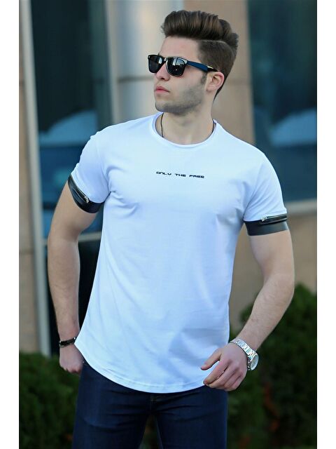 Madmext Beyaz Erkek %100 Pamuk Tişört 4451 - S000039540-20063