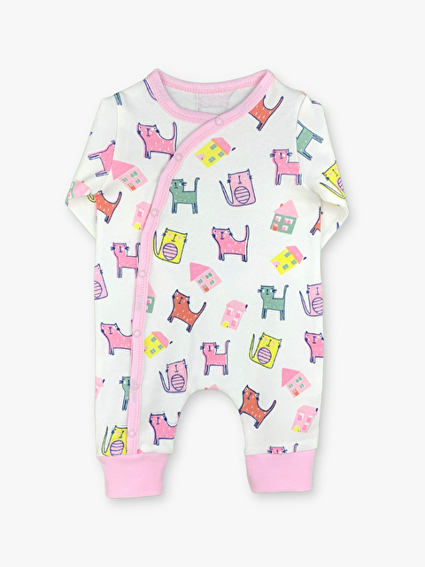 Luggi Baby Bisiklet Yaka Uzun Kollu Baskılı Kız Bebek Tulum - S000008663-19965