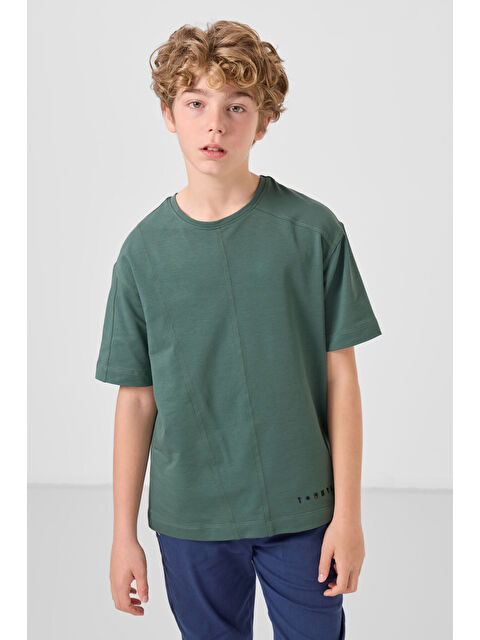 Tommylife Açık Yeşil Pamuklu Yumuşak Dokulu Oversize Basic Erkek Çocuk T-Shirt - 11297 - S000387241-18194