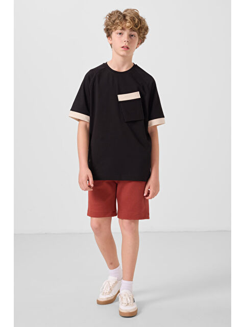 Tommylife Kiremit Pamuklu Yumuşak Dokulu Standart Fit Basic Erkek Çocuk Şort - 11293 - S000387243-18657