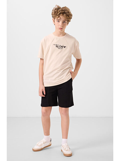 Tommylife Siyah Pamuklu Yumuşak Dokulu Standart Fit Basic Erkek Çocuk Şort - 11289 - S000387231-19351