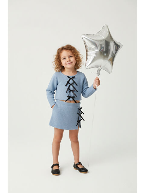 Le Mabelle Mavi Fiyonk Detaylı Kız Çocuk Etek Ceket Takım - Silvana - S000492900-17234