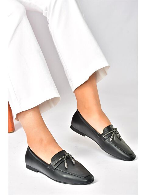 Fox Shoes Siyah Taşlı Günlük Kadın Babet P820840009 - S000031779-19351